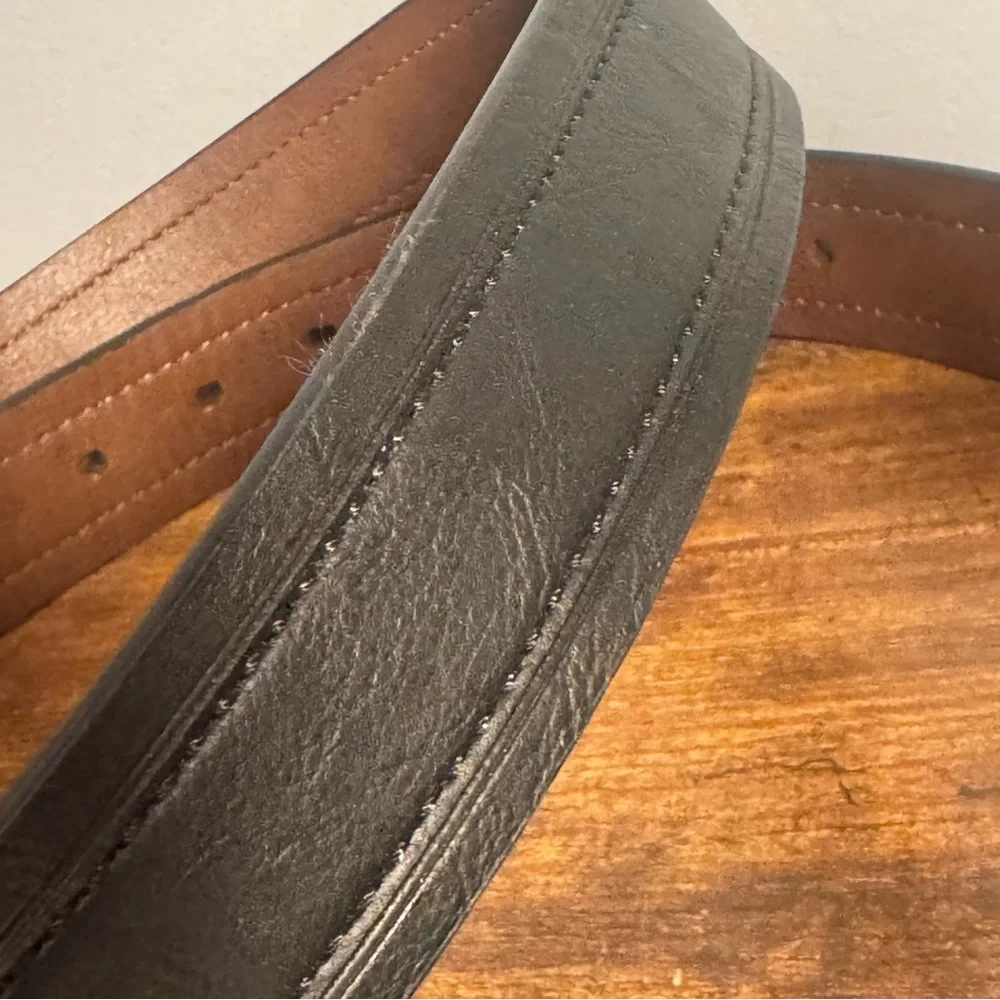 Dickies Genuine Leather Reversible Belt Black Brown Logo‎ Buckle Size L 40-42